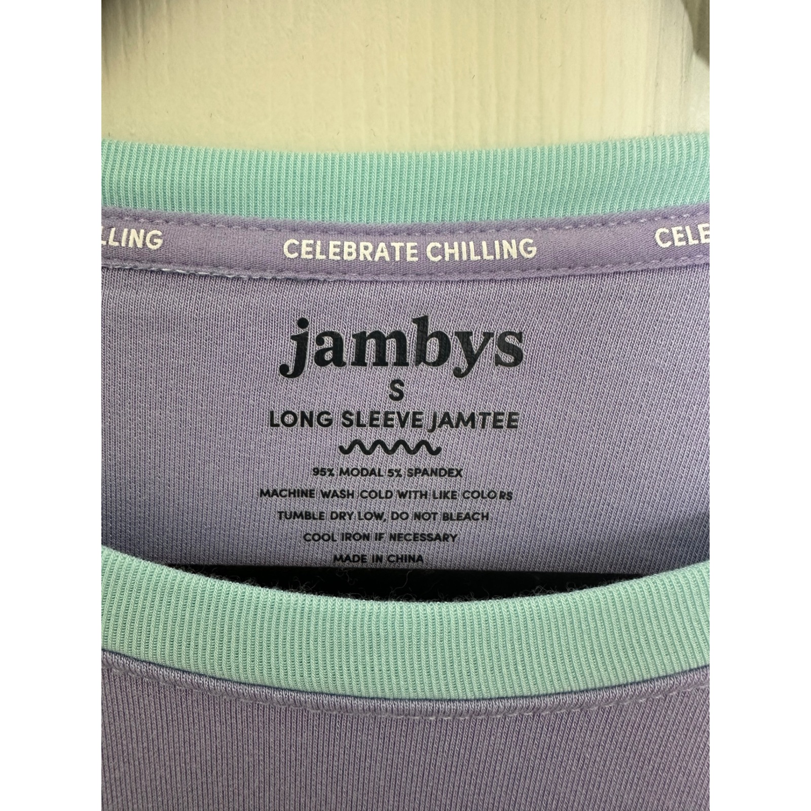 Jambys Women Purple Mint Modal Pajama Set Long Sleeve Jamtee Long Jambys S — image 2 of 7
